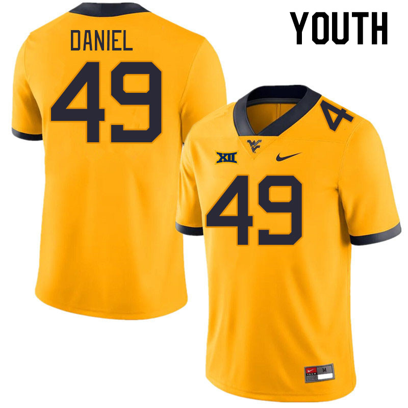 Youth #49 Zyir Daniel West Virginia Mountaineers College Football Jerseys Stitched Sale-Gold